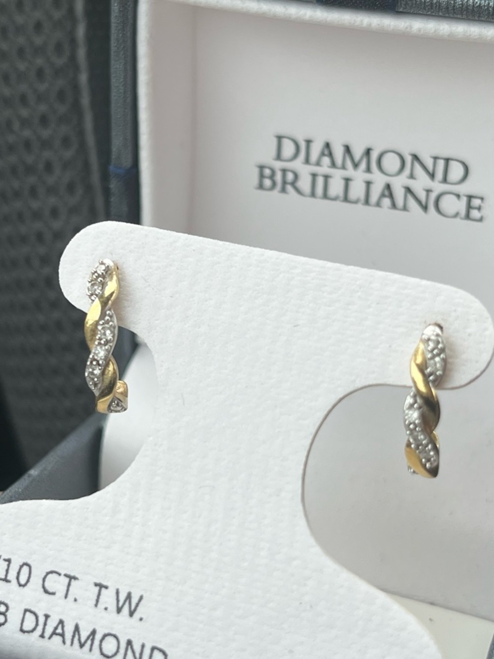 Kohl's Two-Tone Gold and Silver Twisted Hoop Earrings with Diamond Accents